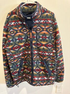 Swiss Tech Multicolor Geometric Fleece Zip-Up Jacket